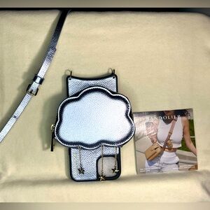 METALLIC POWDER BLUES /GOLD CLOUD CROSSBODY PHONE HOLDER